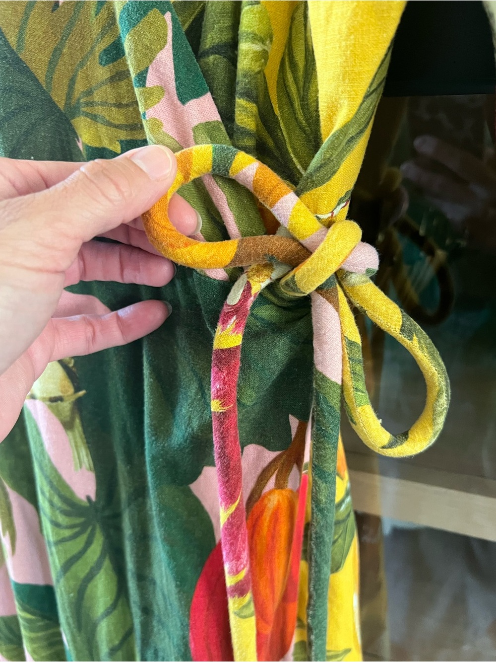 FARM Rio Yellow, Pink & Green Tropical Fruit Wrap Maxi Dress 🥭 - Picture 4 of 16